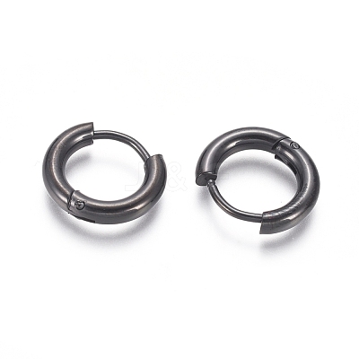 304 Stainless Steel Huggie Hoop Earrings EJEW-F111B-13mm-B-1