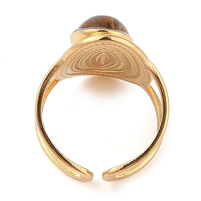 Oval Natural Mixed Stone Finger Rings RJEW-Z057-14G-1