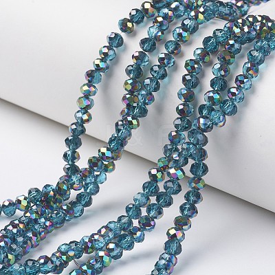 Electroplate Transparent Glass Beads Strands EGLA-A034-T6mm-Q12-1