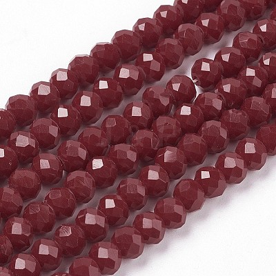 Faceted Solid Color Glass Rondelle Beads Strands LS-GLAA-Q044-6mm-25-1