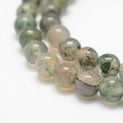 Natural Moss Agate Beads Strands X-G-F453-4mm-1