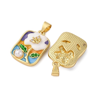 Brass Micro Pave Cubic Zirconia Pendants KK-D390-16G-01-1