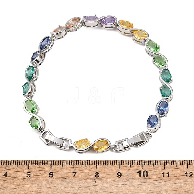 Platinum Tone Brass Micro Pave Cubic Zirconia Tennis Bracelets BJEW-B160-04P-01-1