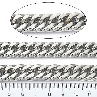 Tarnish Resistant 304 Stainless Steel Cuban Link Chains CHS-E030-04B-P-1