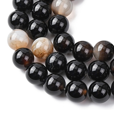 Natural Black Agate Beads Strands G-H343-D02-12mm-1
