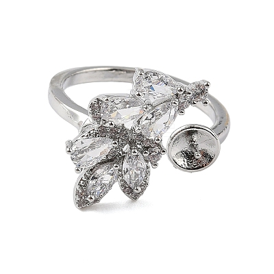 Brass Pave Clear Cubic Zirconia Earring Findings KK-D369-10P-1