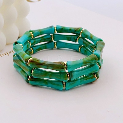 Acrylic Bamboo Joint Beaded Bracelets for Women FS-WG26A21-01-1