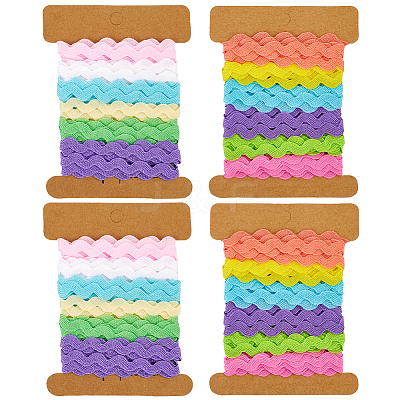4 Cards 2 Styles Polyester Wavy Fringe Trim Ribbon DIY-GF0009-48C-1
