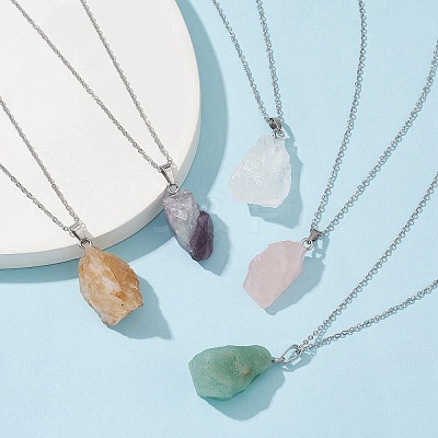 Natural Mixed Gemstone Nugget Pendant Necklaces NJEW-JN04507-1
