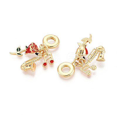 Brass Micro Pave Clear Cubic Zirconia European Dangle Charms KK-N271-06G-1