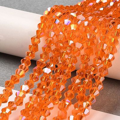 Transparent Electroplate Glass Beads Strands GLAA-F029-4mm-A11-1