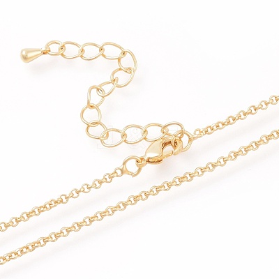 Brass Rolo Chain Necklaces Making MAK-L025-04G-1