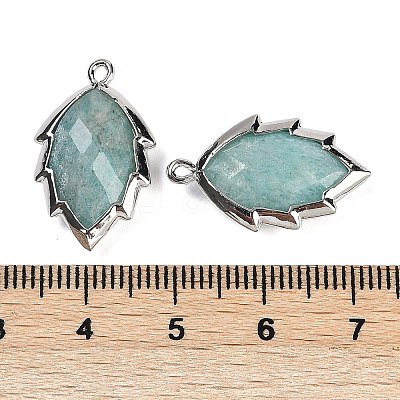 Natural Amazonite Faceted Leaf Pendants G-I375-04P-02-1