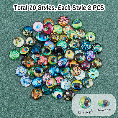 Flatback Glass Cabochons for DIY Projects GGLA-S047-04B-A12mm-1