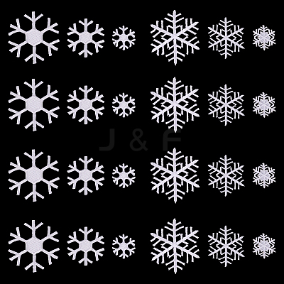 24Pcs 6 Styles Cloth Snowflake Self-adhesion Embroidery Sew on Appliques PATC-MA0001-11-1