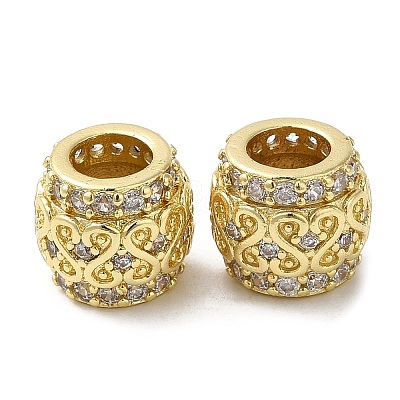 Rack Plating Brass Micro Pave Cubic Zirconia European Beads KK-K377-11G-1