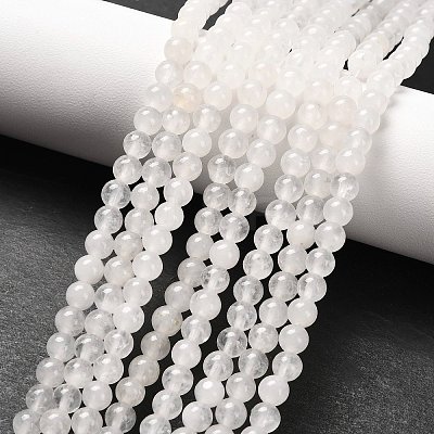 Natural White Jade Round Bead Strands G-G735-08-4mm-1