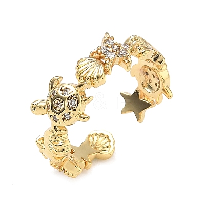 304 Stainless Steel Cubic Zirconia Cuff Open Rings for Women RJEW-Z122-02G-02-1