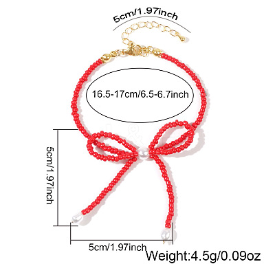 Glass Seed Beaded Bowknot Bracelets for Women ZN6735-1-1