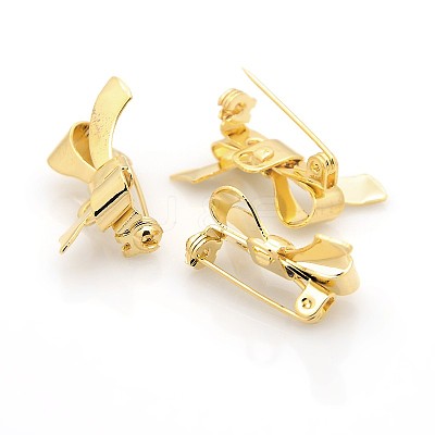 Bowknot Brass Brooches Findings KK-F0272-G-1