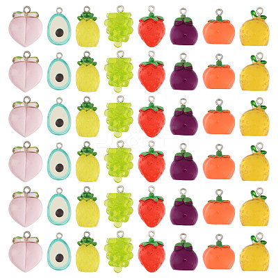 48Pcs 8 Styles Translucent Resin Pendants RESI-GL0001-08-1