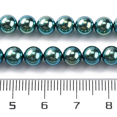 UV Plating Pearlized Glass Pearl Beads Strands GLAA-F128-01A-T24-1