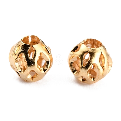 Long-Lasting Hollowed Plated Brass Beads KK-O133-003A-G-1