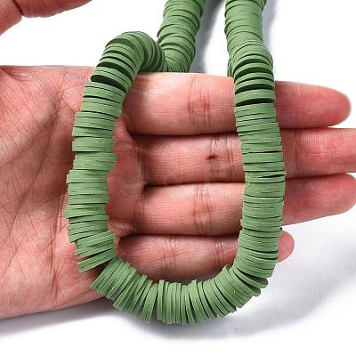 Flat Round Handmade Polymer Clay Beads CLAY-R067-12mm-43-1
