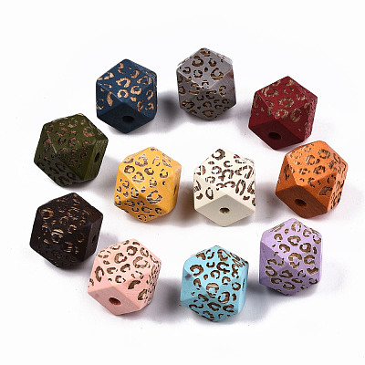 Painted Natural Wood Beads WOOD-T021-51C-M-1