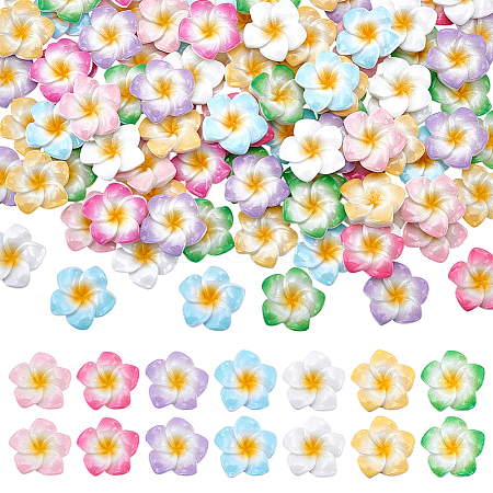 105Pcs 7 Colors Plumeria Flower Opaque Resin Cabochons CRES-UN0001-04-1