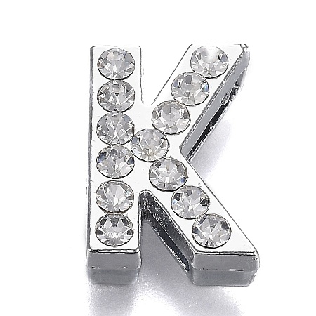 Alloy Letter Slide Charms RB-F034-01K-P-RS-1