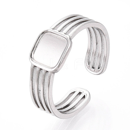 304 Stainless Steel Cuff Rings Components STAS-N113-07P-1