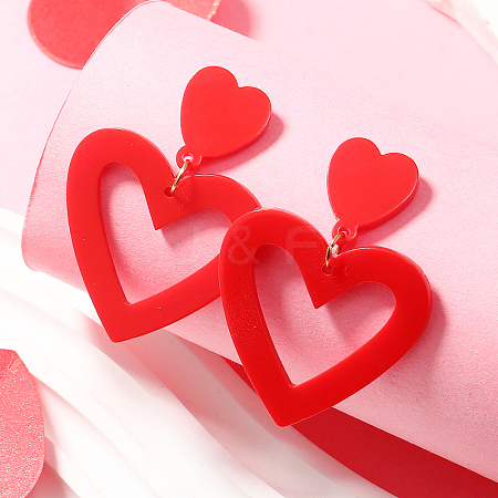 Valentine's Day Acrylic Dangle Stud Earrings LS-SV9698-3-1