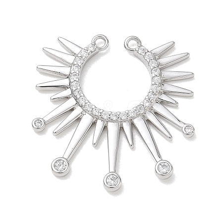 Brass Micro Pave Clear Cubic Zirconia Connector Charms CU-CBAEC29-01P-1