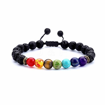 Chakra Theme Natural & Synthetic Mixed Stones Braided Bracelets QD1254-3-1