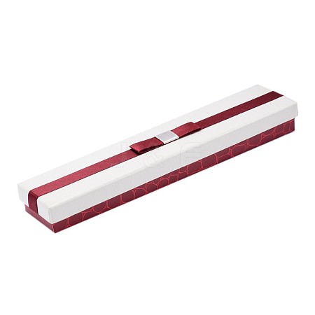 Rectangle Cardboard Necklace/Watch Boxes with Bowknot CBOX-N006-01-1