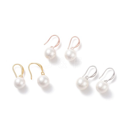 Shell Pearl Dangle Earrings EJEW-F233-01-1