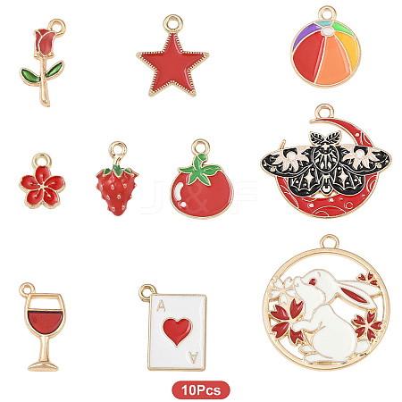10Pcs 10 Styles Alloy Enamel Pendants ENAM-YW0006-31-1