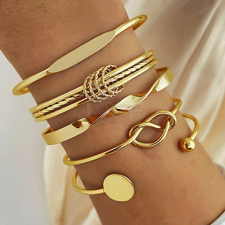 5Pcs 5 Styles Alloy Bangles WG70F83-01-1