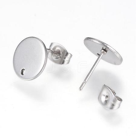 Non-Tarnish 304 Stainless Steel Stud Earring Findings MAK-R012-08-1