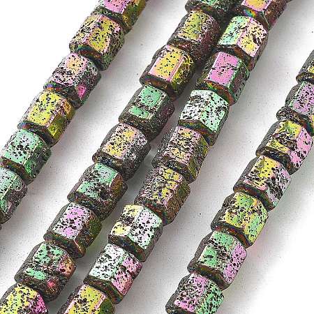 Electroplated Natural Lava Rock Beads Strands G-A251-A01-01K-1