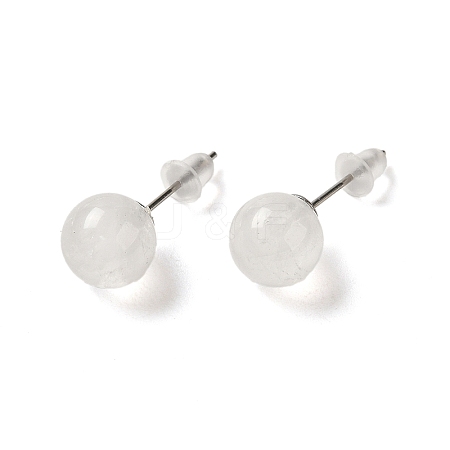 Natural Quartz Crystal Stud Earrings X-G-B075-02P-03-1