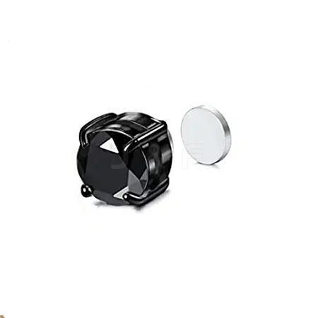 Flat Round Cubic Zirconia Magnetic Clip-on Earrings EJEW-H001-47B-EB-1