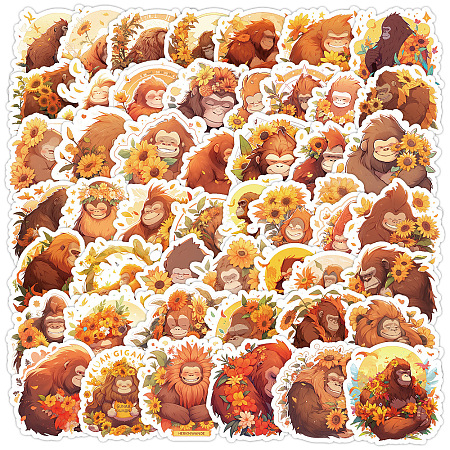 Chimpanzees 50Pcs PVC Self-Adhesive Stickers PW-WG0F063-01-1