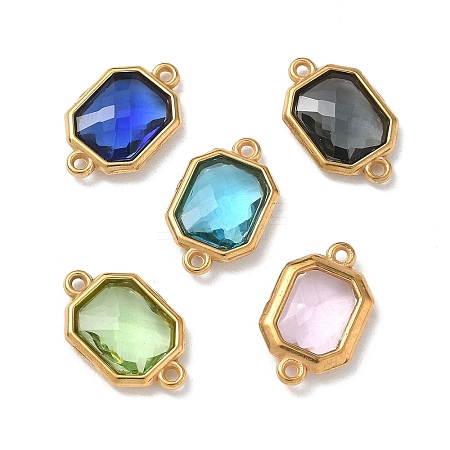 304 Stainless Steel Rhinestone Connector Charms STAS-P453-02G-M-1