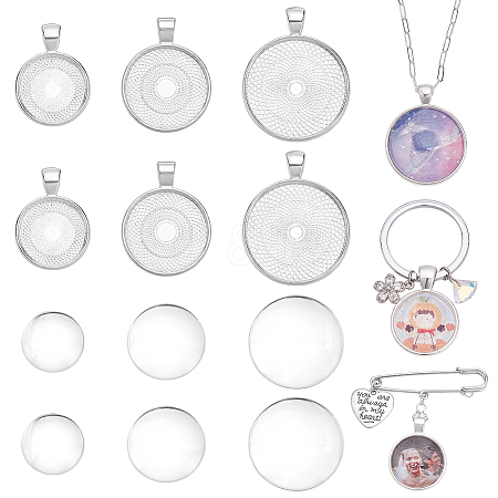 42Pcs 3 Styles Alloy Pendant Cabochon Settings FIND-WR0012-16-1