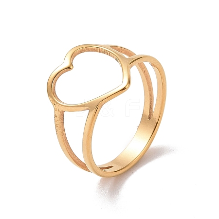 Ion Plating(IP) 201 Stainless Steel Heart Finger Ring RJEW-J051-36G-1