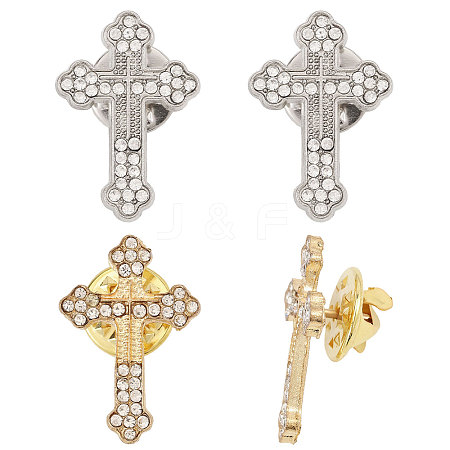 4Pcs 2 Colors Zinc Alloy & Rhinestone Lapel Pin Backs for Backpack Clothes JEWB-PH0002-07-1
