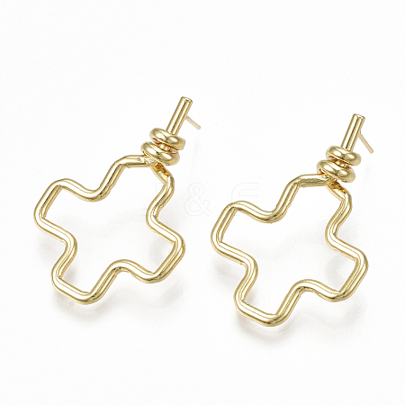 Brass Stud Earrings X-KK-S348-374-1