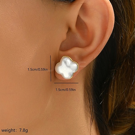 Elegant French Style Copper & Imitation Pearl Stud Earrings for Women XI4597-2-1